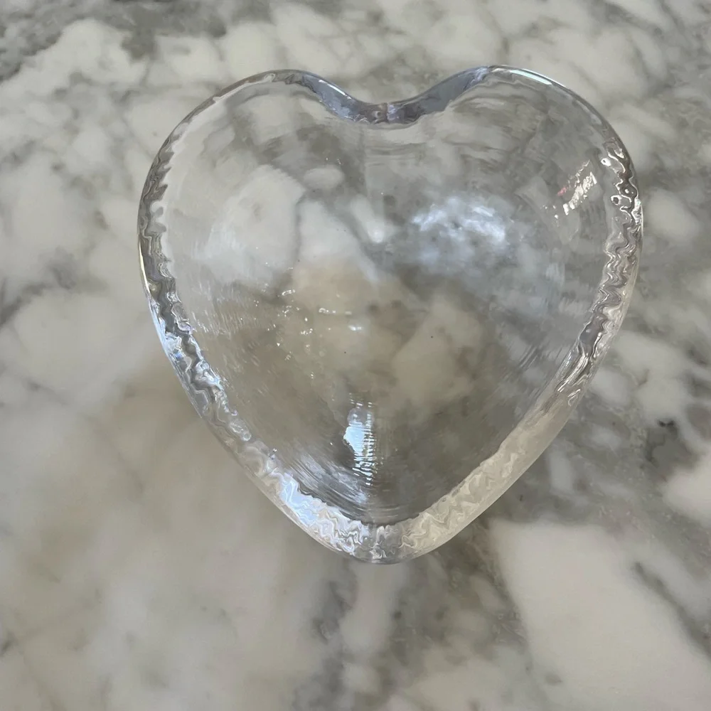 Simon Pierce Highgate Heart Dish, Large Clear Glass Decorative Bowl